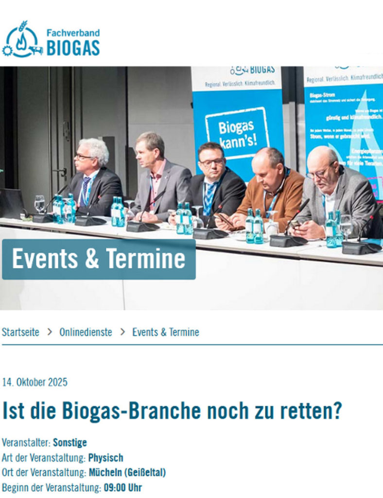 Fachverbrand Biogas Tagung - 14.10.2025 in Mücheln (Geißeltal)